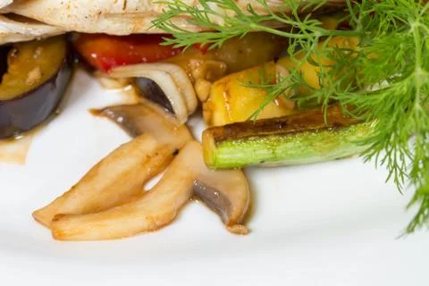 Grilled vegetables closeup. Stock Photos