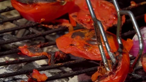 Grilled vegetables, cooking outdoors Stock Footage 152612592