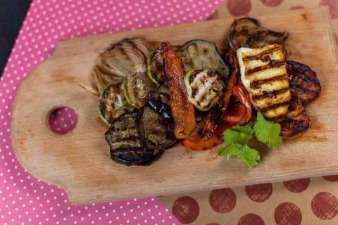 Grilled vegetables on dock Stock Photos