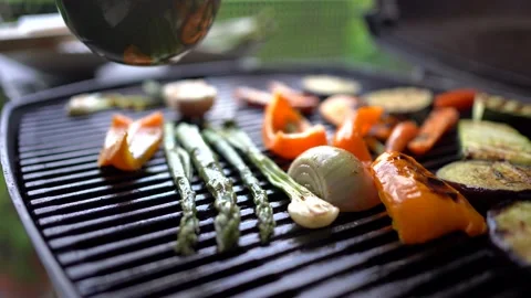 Grilled vegetables on a grill Stock Footage 222898587