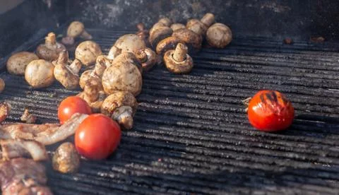 Grilled vegetables with meat Stock Photos