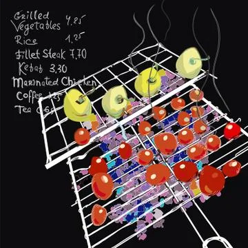 Grilled Vegetables Menu Illustrazione stock