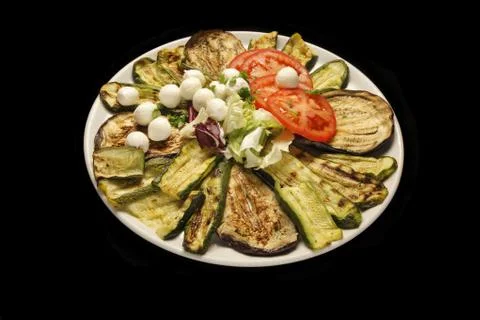 Grilled vegetables with mozzarella Stock Photos
