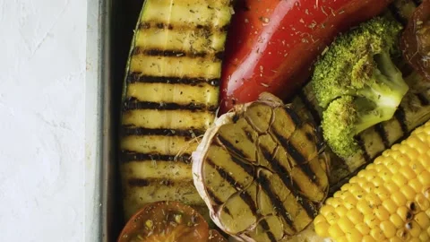 Grilled vegetables in a pan Stock Footage 140031693