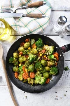 Grilled vegetables from the pan Stock Photos