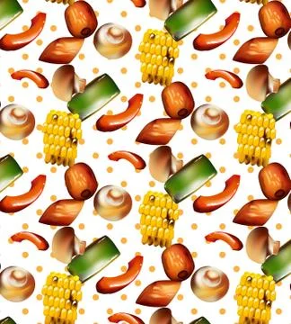 Grilled vegetables pattern background Vector. Retro styles Stock Illustration
