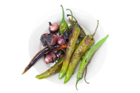Grilled vegetables on plate Stock Photos