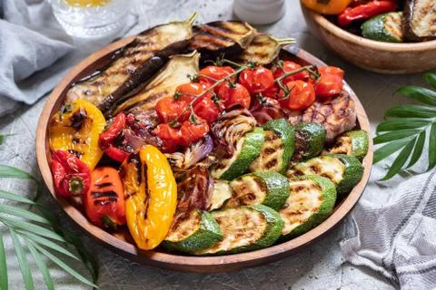 Grilled vegetables platter Stock Photos