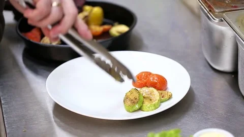 Grilled vegetables spread on a plate Stock Footage 72871594