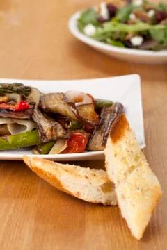 Grilled vegetables with toasted bread Stock Photos