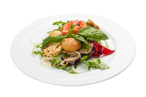 Grilled vegetables on a white background Stock Photos