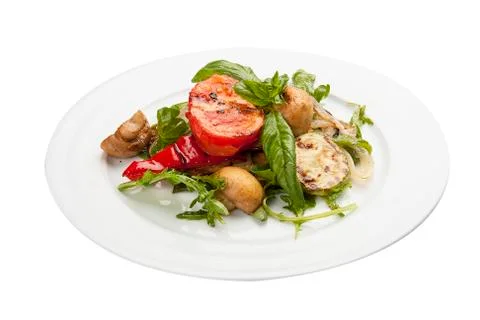 Grilled vegetables on a white background Stock Photos