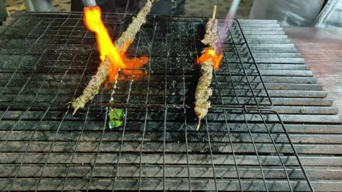 Grilled wagyu that is cooked immediately when someone orders it Stock Footage 276593715