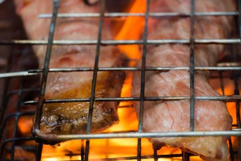 Grilling beef Foto stock