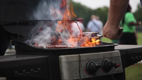 Grilling Burgers Stock Footage 233652733