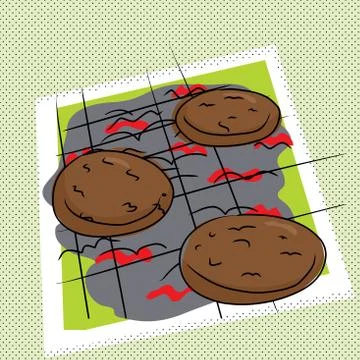 Grilling burgers Stock Illustration