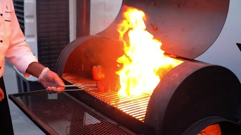 Grilling Chef in Action Stock Footage 318303167