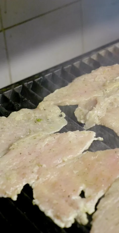 Grilling Chicken Breast Cutlets Vertical Clip Stock Footage 138714230