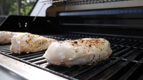 Grilling Chicken on a Grill Stock Footage 108815532