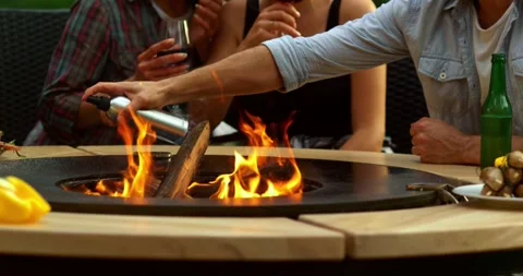 Grilling Chicken Meat Close Up hot Barbecue grill season family enjoy Stock Footage 336576129