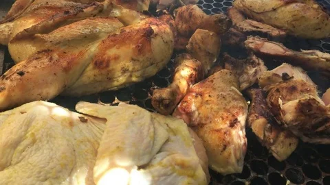 Grilling chicken on a street, Brasilia, Brasil Stock Footage