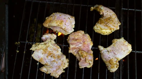 Grilling Chicken Thighs Stock Footage 40540786