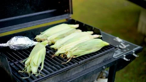 Grilling Corn on the Cob Stock Photos