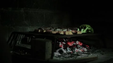 Grilling Different Types of Meat on a Traditional Barbecue along with Colorful V Video stock 296515611