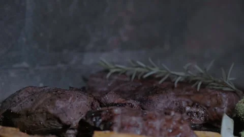 Grilling Different Types of Meat on a Traditional Barbecue along with Vegetables Stock Footage 296515658