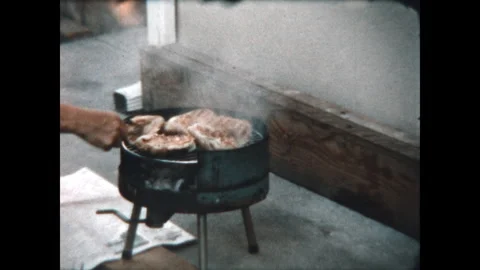 Grilling Dinner 1966 Stock Footage 309330449