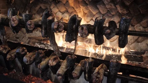 Grilling eels Stock Footage 126408521
