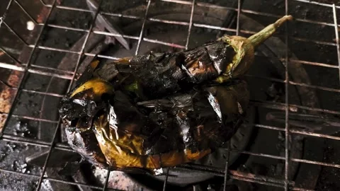 Grilling eggplant 動画素材 340329745