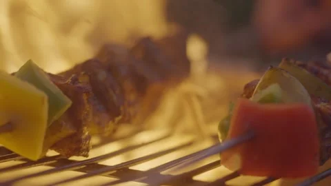 Grilling With Fire Flames. Close Up Shot Stock-Footage 265407258
