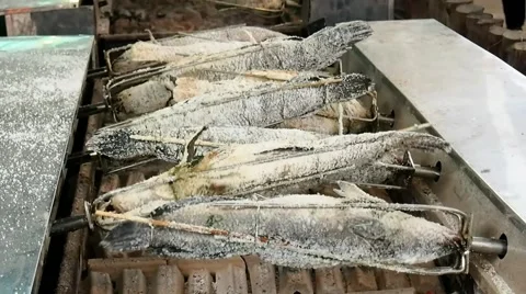 Grilling the fish Stock Footage 46064397