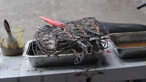 Grilling fish Stock Footage 295831146