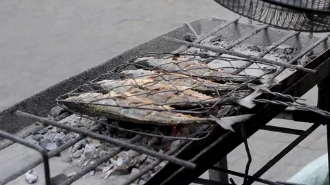 Grilling fish Stock Footage 295831294