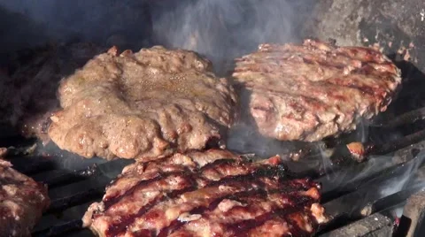 Grilling Hamburgers Stock Footage 47009449
