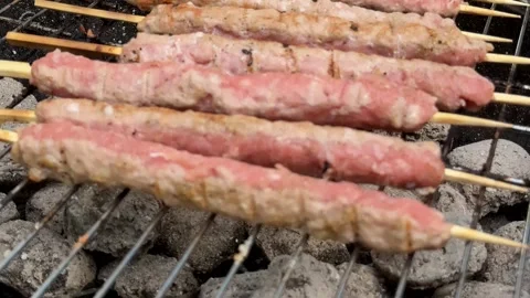 Grilling Juicy Kebabs Stock Footage 319445827