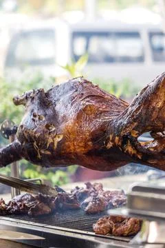 Grilling lamd for barbeque Stock Photos