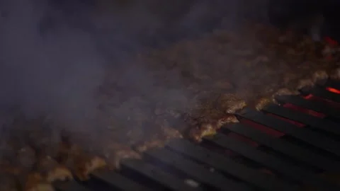 Grilling Meat on Barbecue Stock Footage 319949078