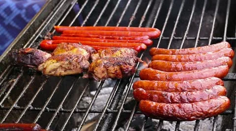 Grilling meat Stock Footage 11866617