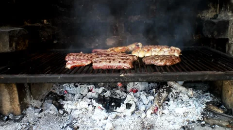 Grilling Meat Stock Footage 38279848