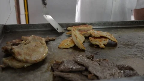 Grilling meat Stock Footage 82082522