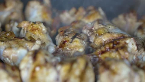 Grilling meat Stock Footage 136571118