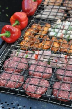 Grilling meat Stock Photos