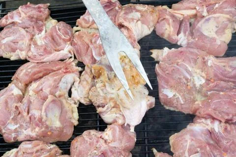 Grilling meat Stock Photos