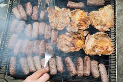 Grilling meat Stock Photos