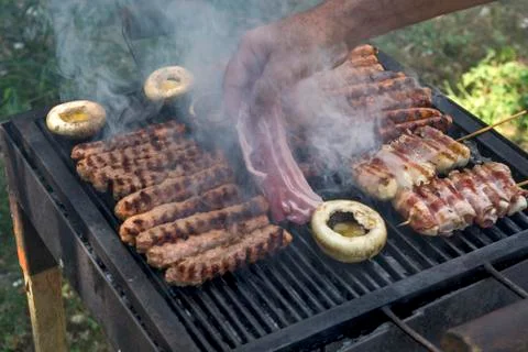 Grilling meat Stock Photos
