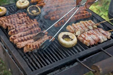 Grilling meat Stock Photos