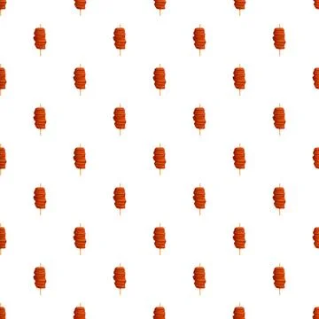 Grilling meat skewer seamless background illustration pattern Stock Illustration